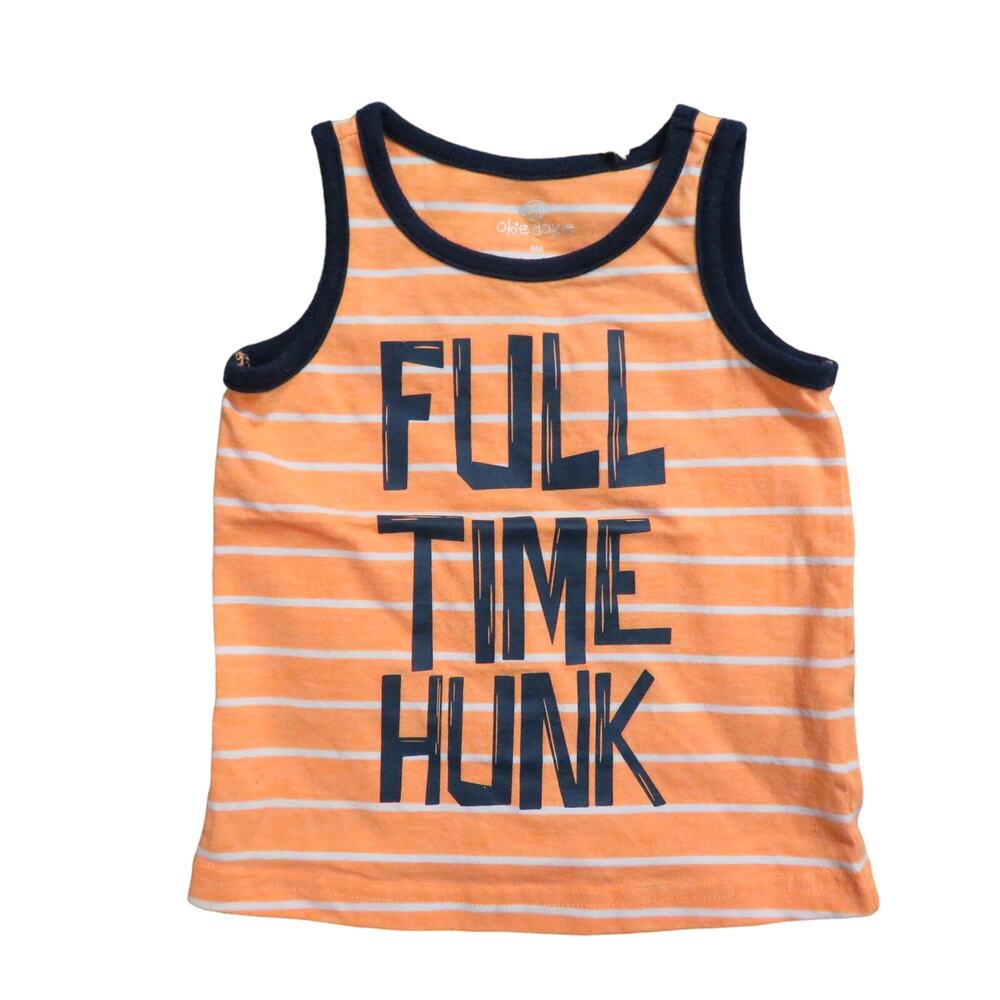 Okie Dokie Baby Size 9M Orange and Navy Striped Full Time Hunk Tank